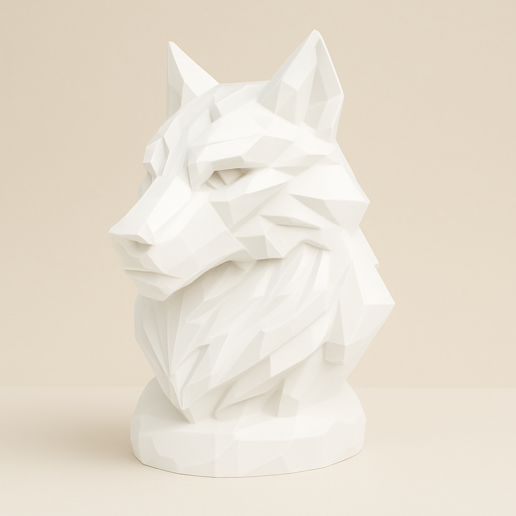Geometric Wolf Bust – Modern Sculptural Decor