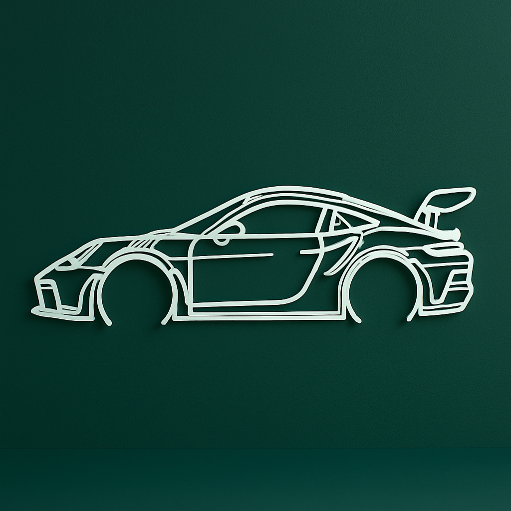 Porsche Line Art Wall Decor – Minimalist Sports Car Silhouette