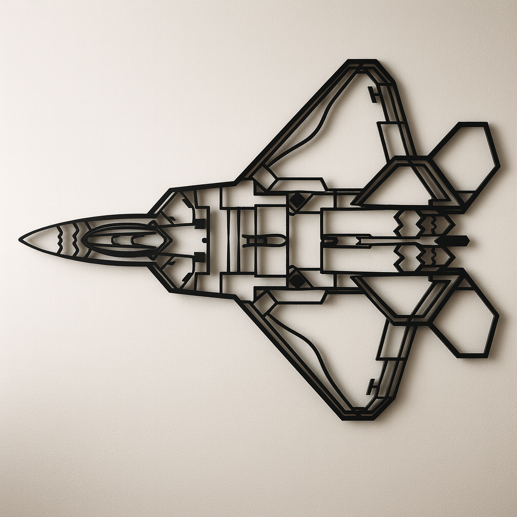 F-22 Raptor Top-View Line Art Wall Decor