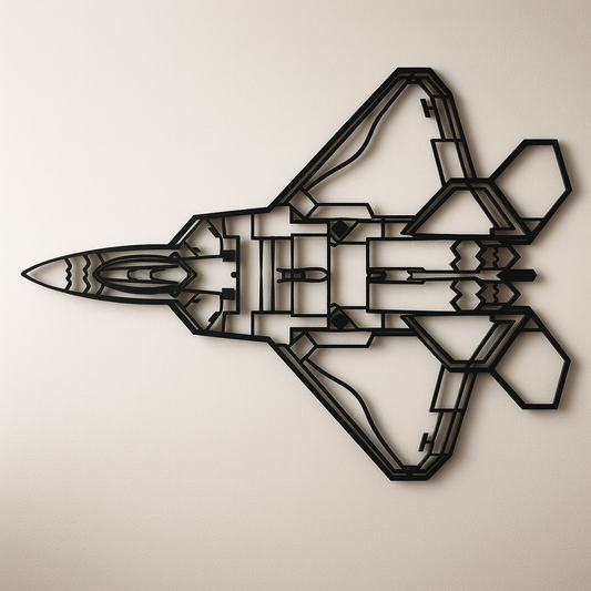 F-22 Raptor Top-View Line Art Wall Decor