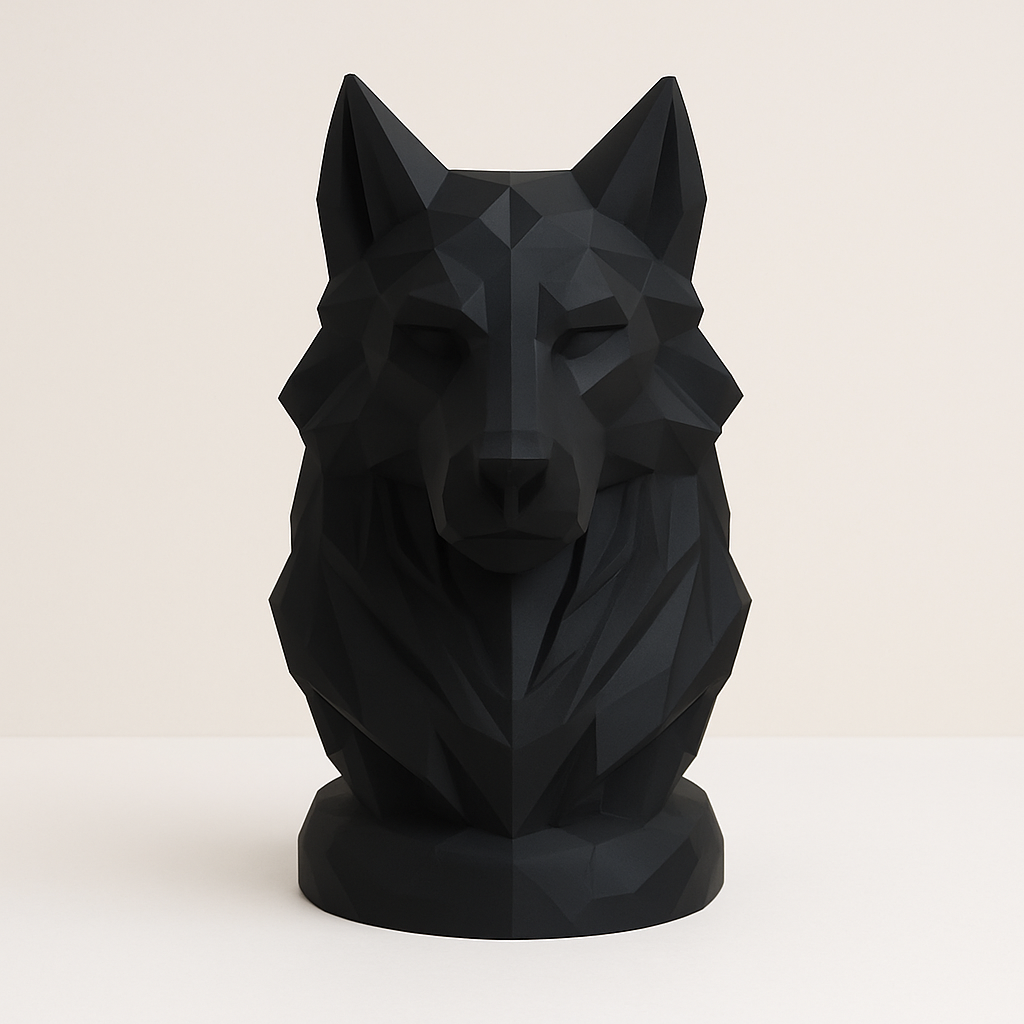 Geometric Wolf Bust – Modern Sculptural Decor