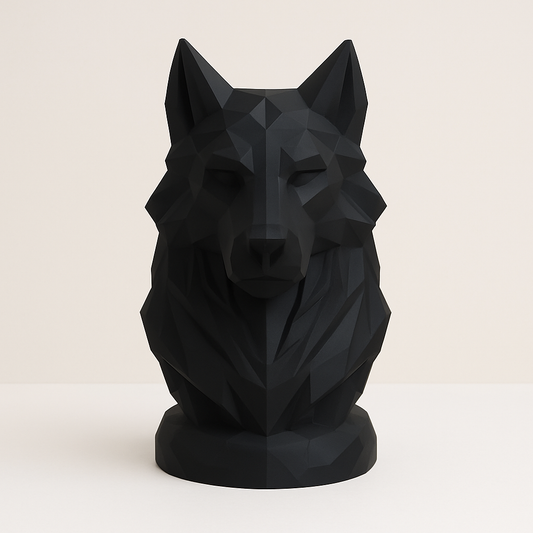 Geometric Wolf Bust – Modern Sculptural Decor