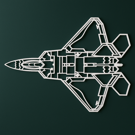 F-22 Raptor Top-View Line Art Wall Decor